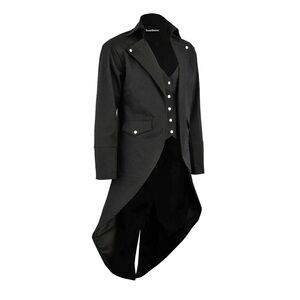Men's Black Cotton Twill Steampunk Tailcoat Jacket Goth Victorian Coat
